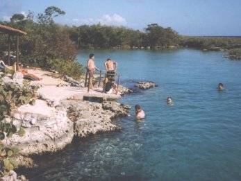 Caleta Buena is natural swiming pool cut in a coralreef